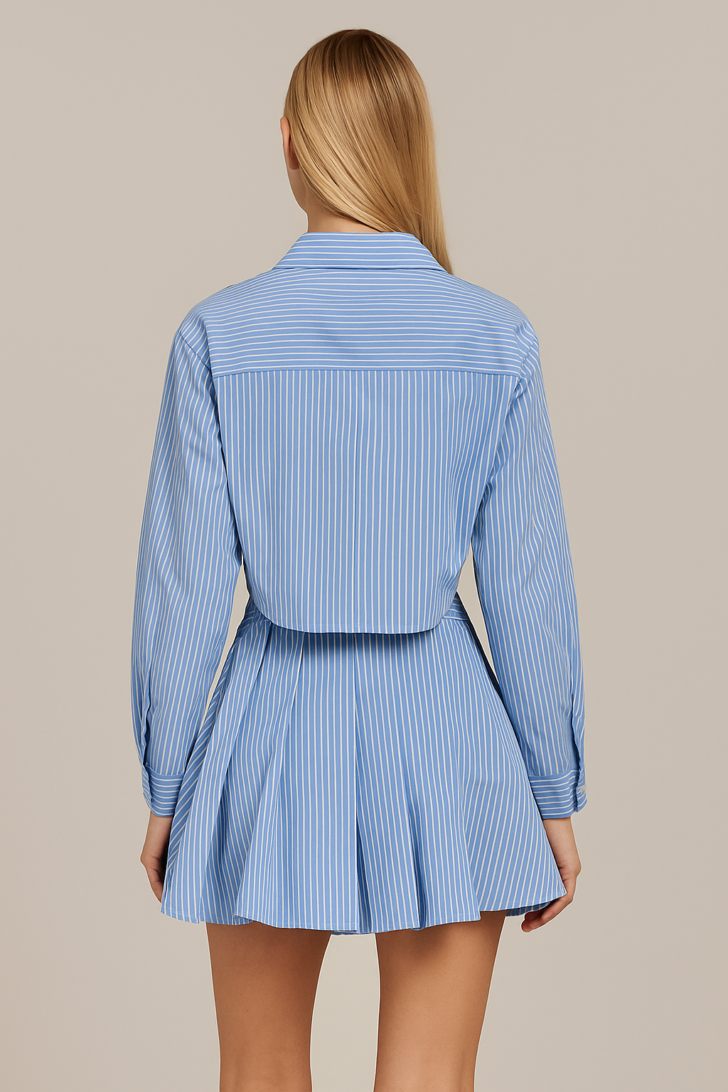 Thessia™ Striped Cropped Shirt & Skirt Set - Image 3