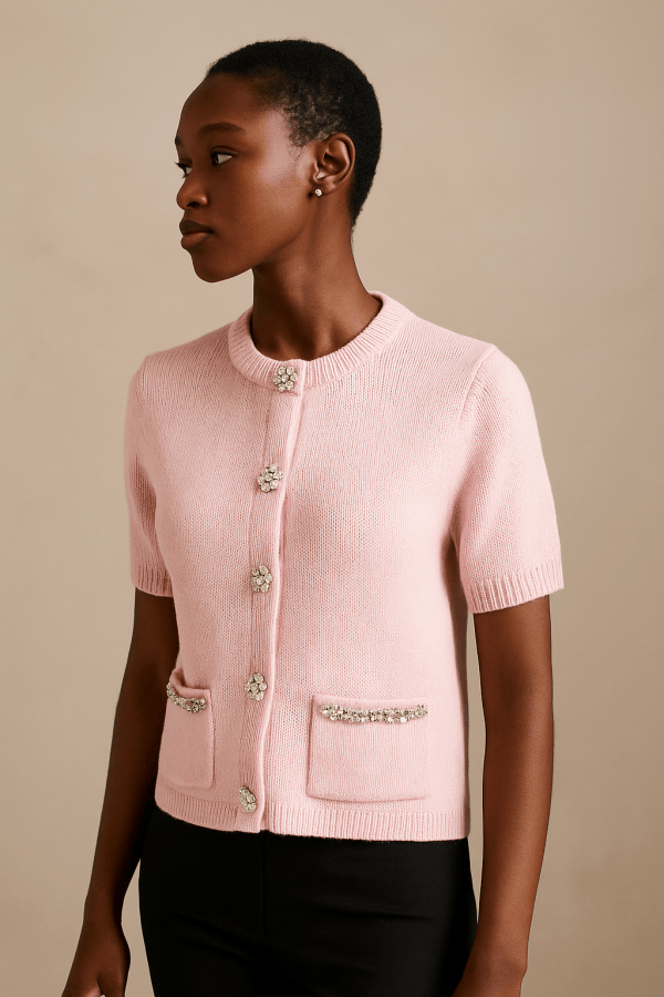Elaris™ Knitted Diamond Button Cardigan - Image 2