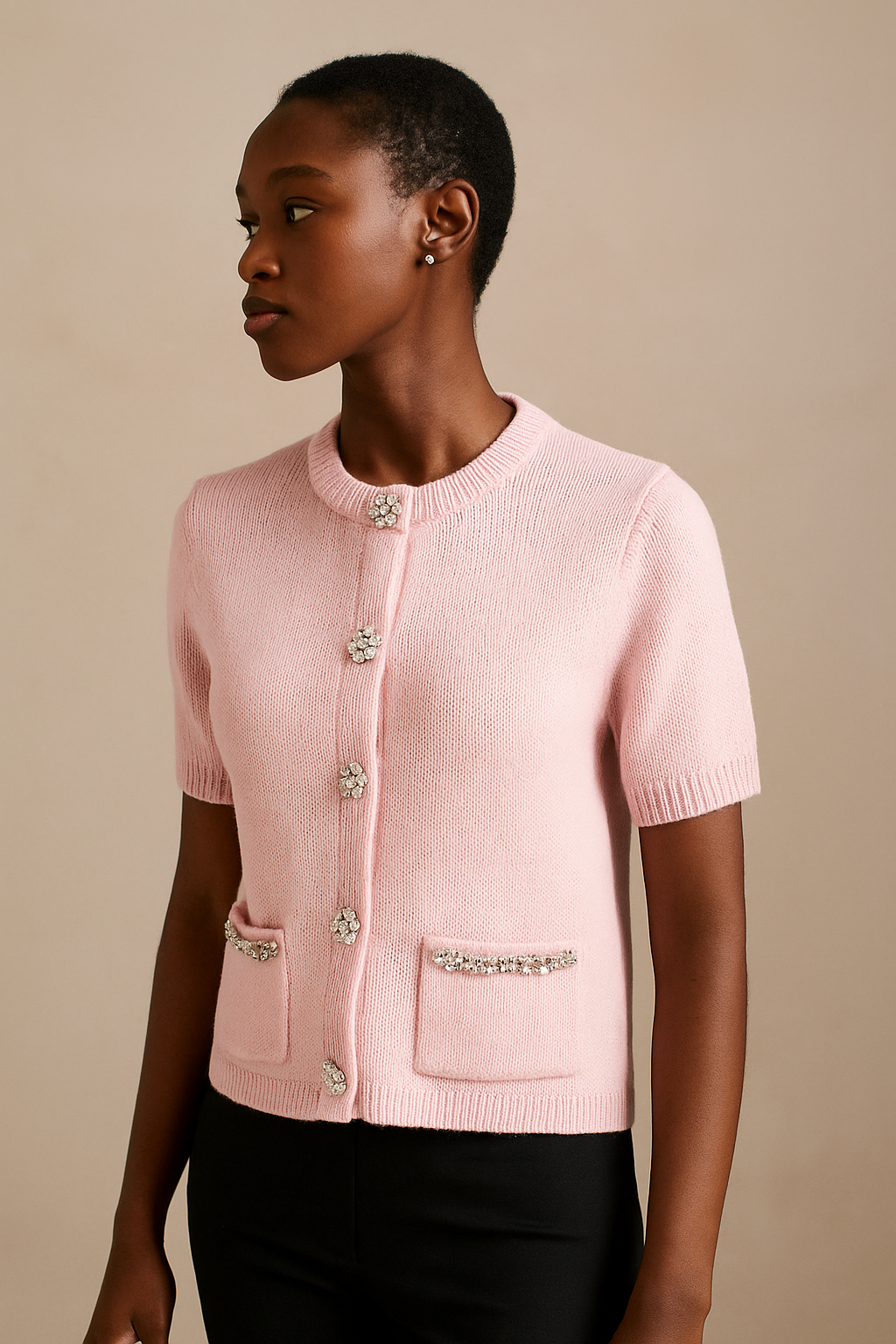 Elaris™ Knitted Diamond Button Cardigan - Image 2