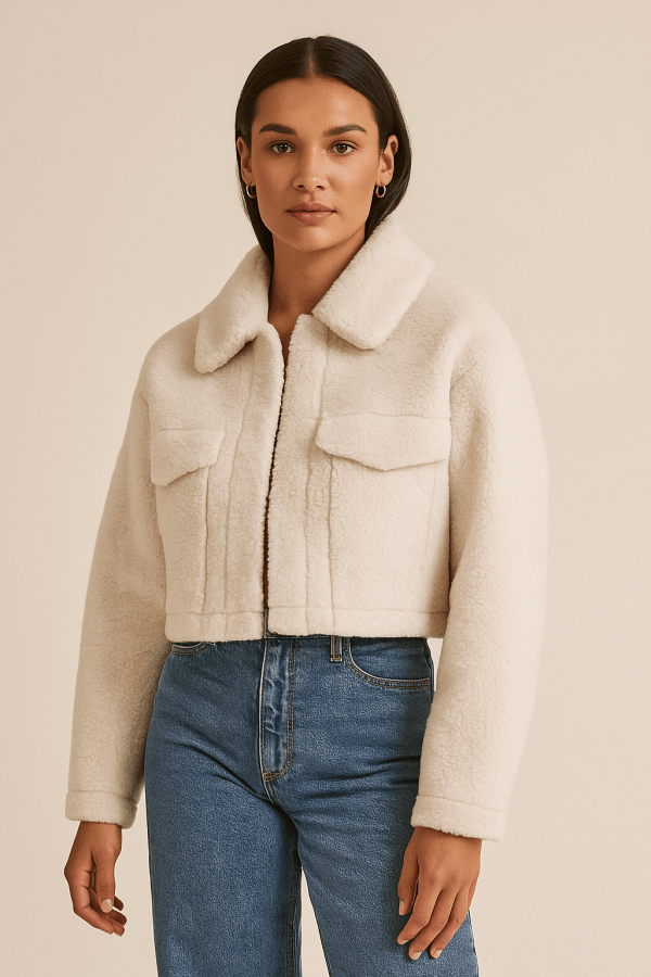 Orlena™ Faux Fur Fleece Cropped Jacket - Image 2