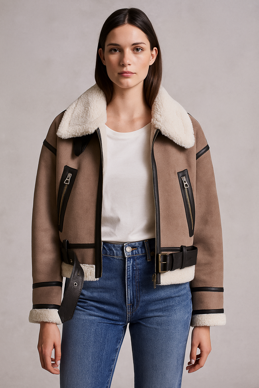 Valoria™ Faux Fur Shearling Leather Jacket - Image 2