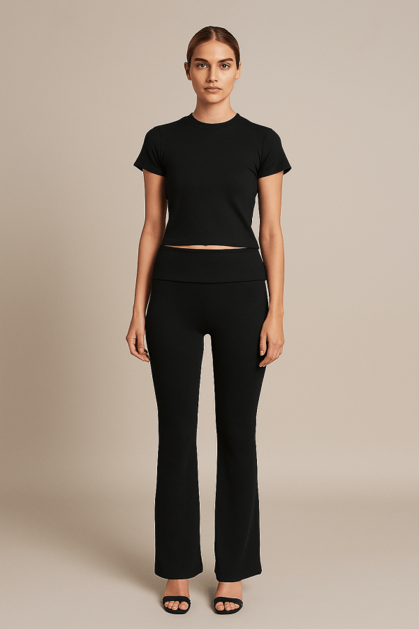 Solenne™ Short Sleeve Top & Fold Over Leggings Set - Image 2