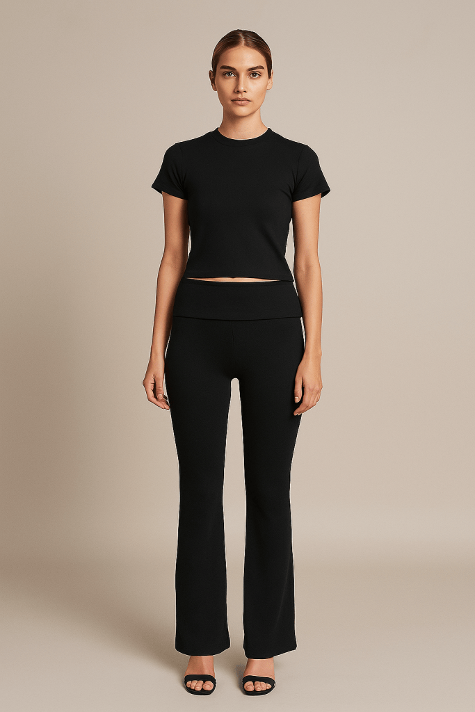 Solenne™ Short Sleeve Top & Fold Over Leggings Set