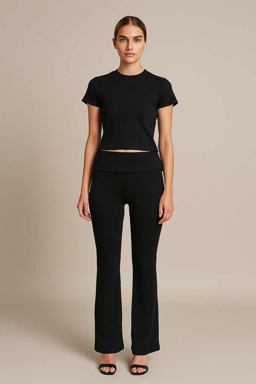 Solenne™ Short Sleeve Top & Fold Over Leggings Set - Image 2