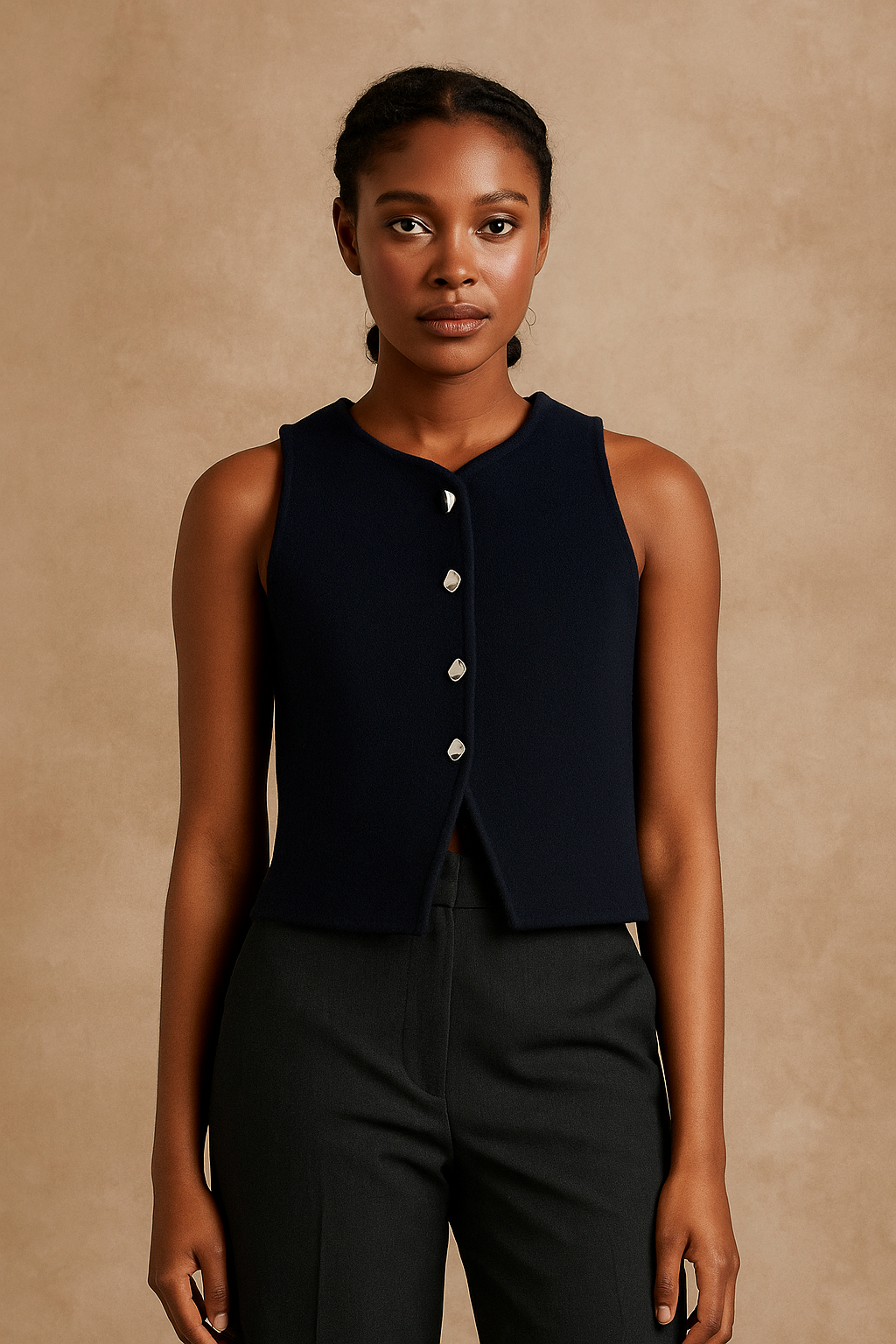 Valoria™ Knit Sleeveless Cropped Vest - Image 2