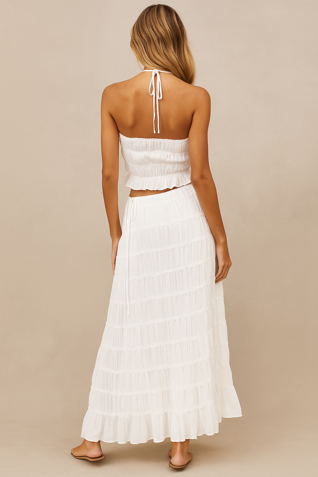 Melisandre™ Ruched Halter Top & Maxi Skirt Set - Image 3