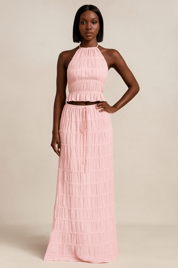Melisandre™ Ruched Halter Top & Maxi Skirt Set - Image 5