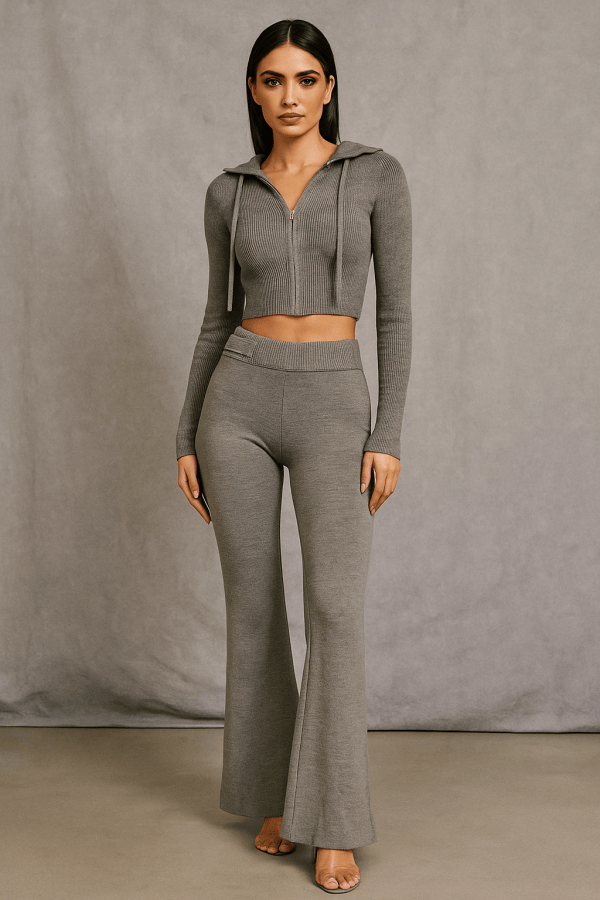 Thessia™ Knitted Hoodie & High Waist Pants Set - Image 2