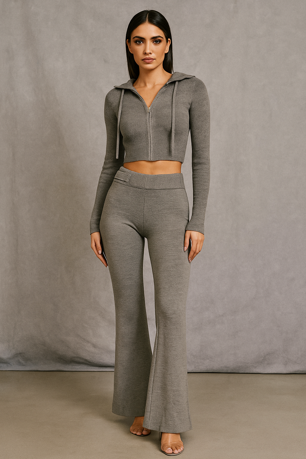 Thessia™ Knitted Hoodie & High Waist Pants Set - Image 2