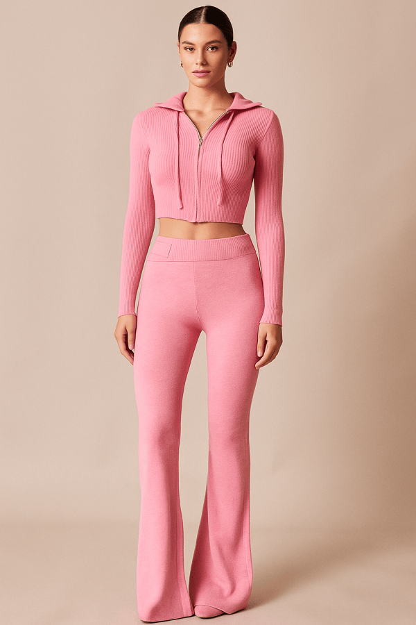Thessia™ Knitted Hoodie & High Waist Pants Set - Image 3