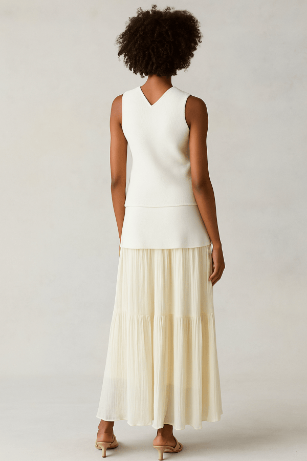 Thessia™ Knitted V-Neck Vest & Maxi Skirt Set - Image 3