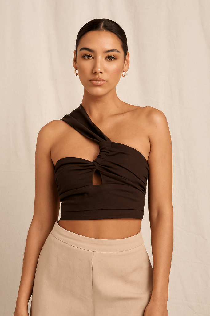 Veyra™ One Shoulder Pleated Crop Top