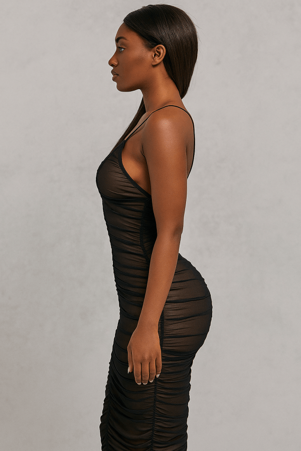 Amarisse™ Deep V-Neck Double Layer Midi Dress - Image 2