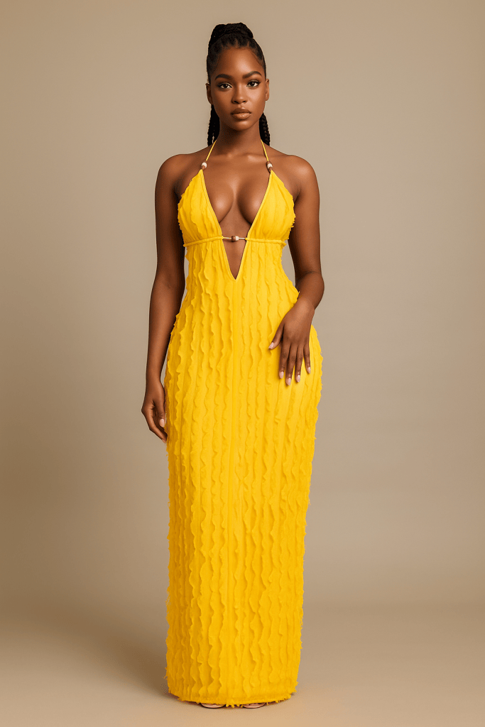 Elaris™ Ruched Halter Maxi Dress