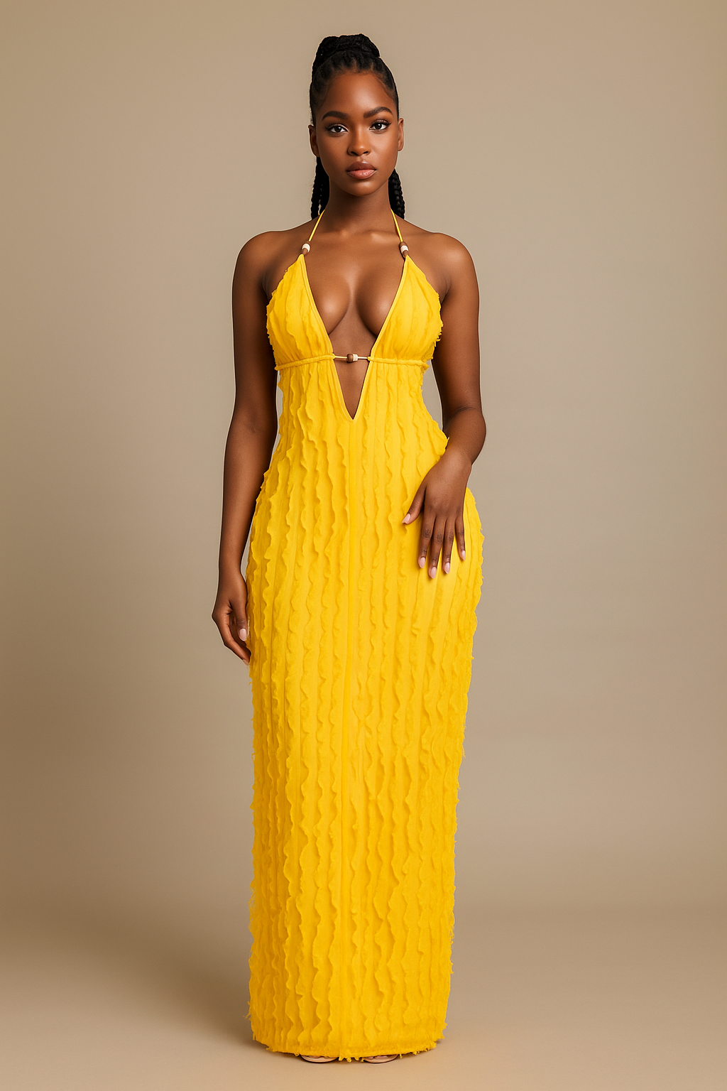 Elaris™ Ruched Halter Maxi Dress - Image 1