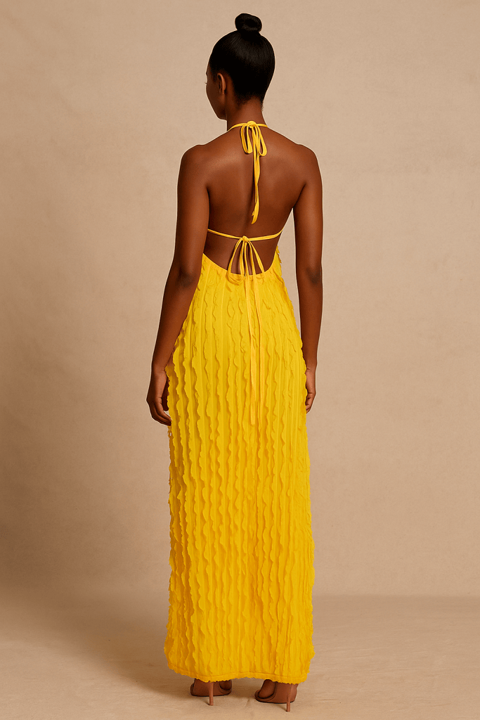 Elaris™ Ruched Halter Maxi Dress