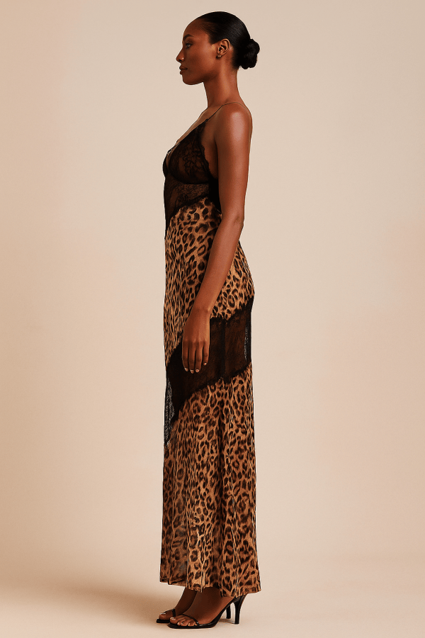 Amarisse™ Leopard Print Mesh Patchwork Maxi Dress - Image 2