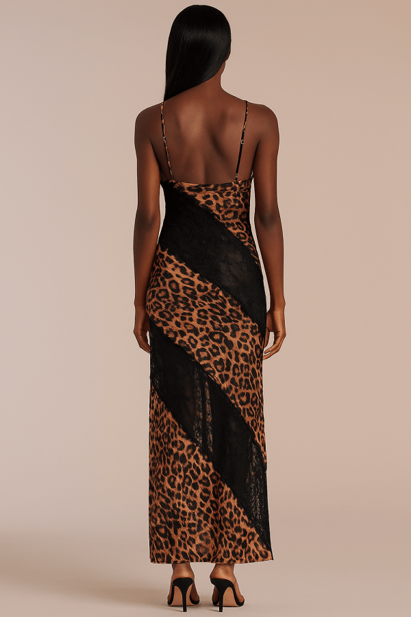 Amarisse™ Leopard Print Mesh Patchwork Maxi Dress - Image 3