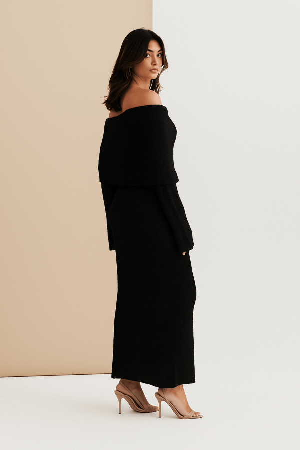 Elaris™ Long Sleeve Knitted Off-Shoulder Dress - Image 4
