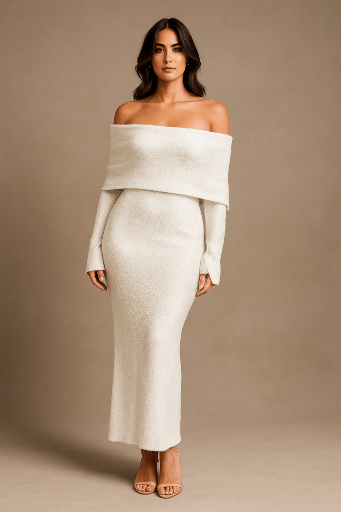 Elaris™ Long Sleeve Knitted Off-Shoulder Dress