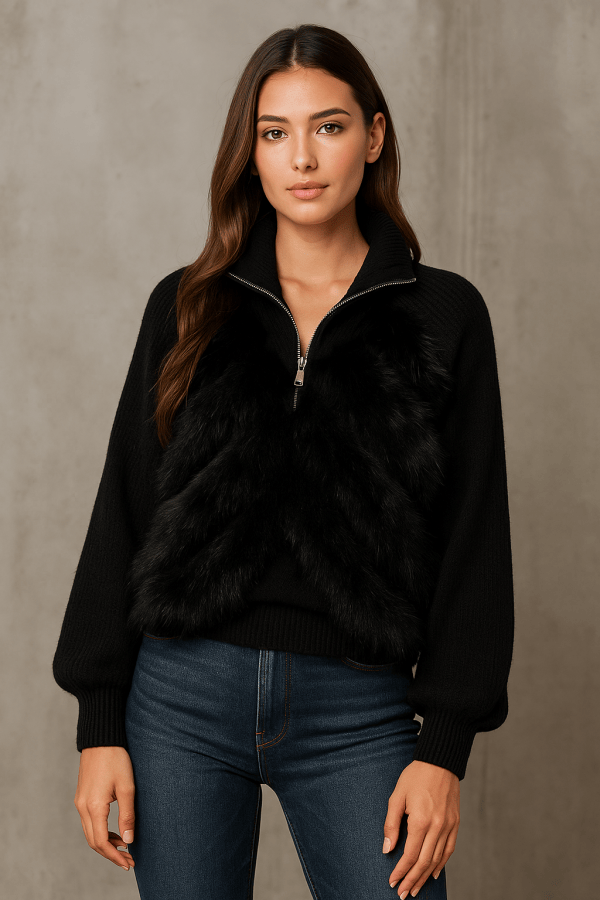 Solenne™ Knitted Pullover Fur Sweater - Image 4