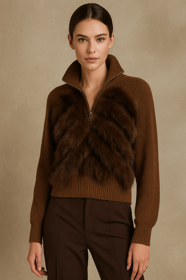 Solenne™ Knitted Pullover Fur Sweater - Image 5