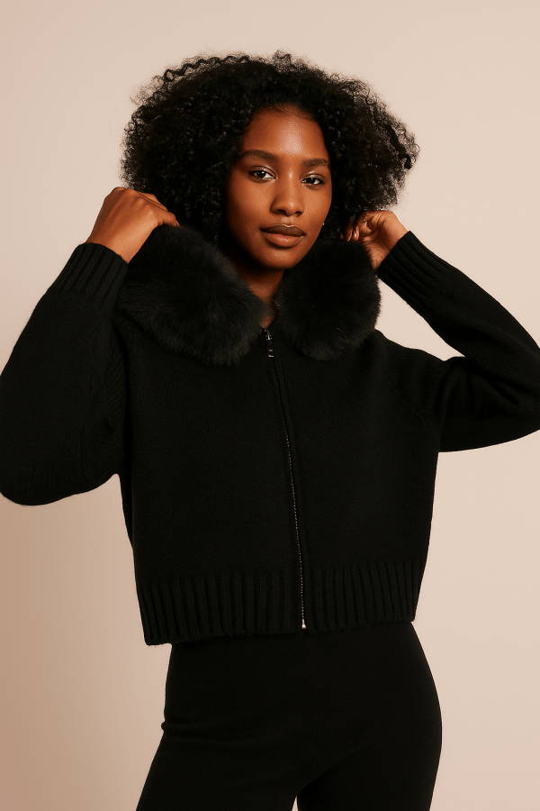 Renée™ Fur Collar Cardigan - Image 4