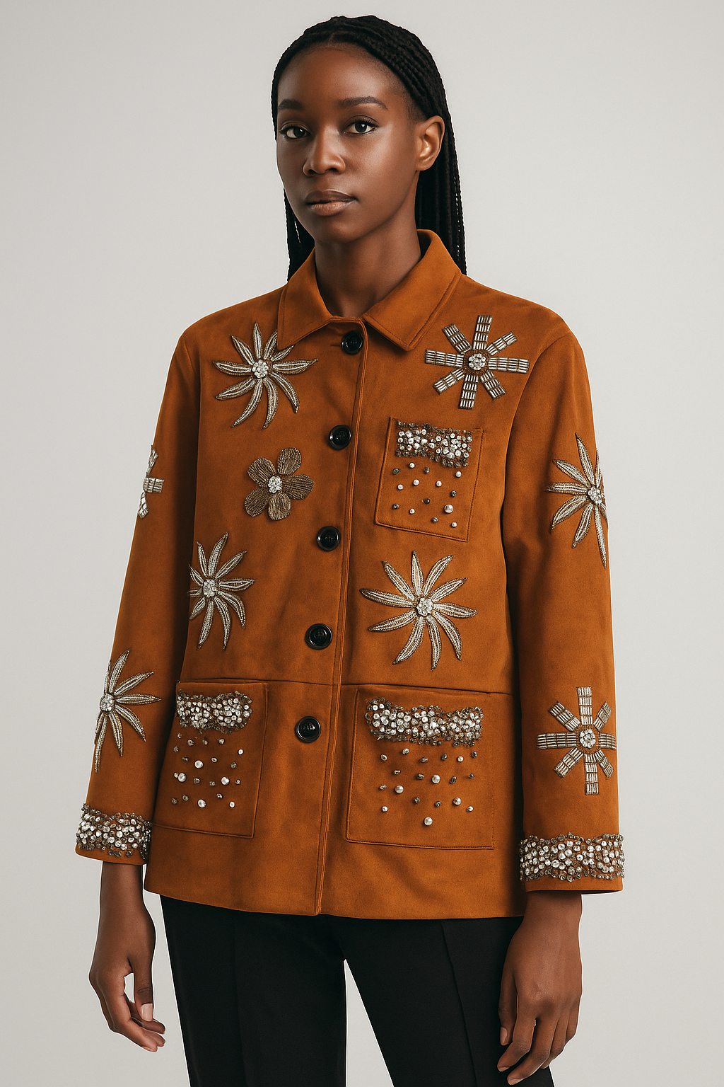Juliette™ Rivet Flower Embellished Coat - Image 2