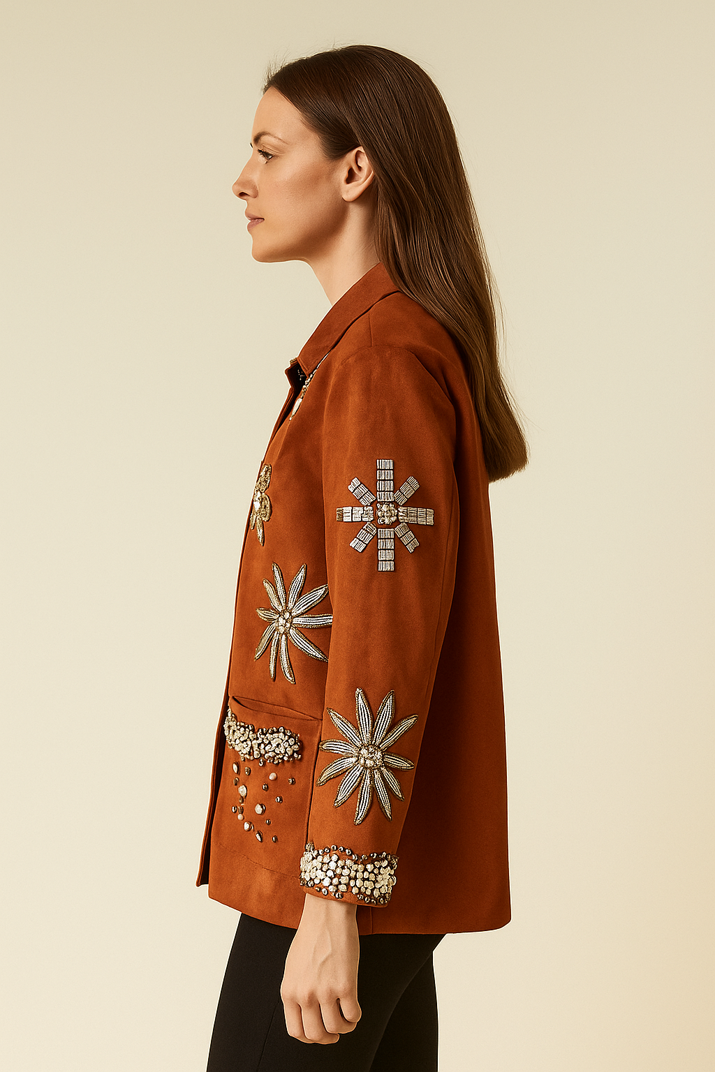 Juliette™ Rivet Flower Embellished Coat - Image 3