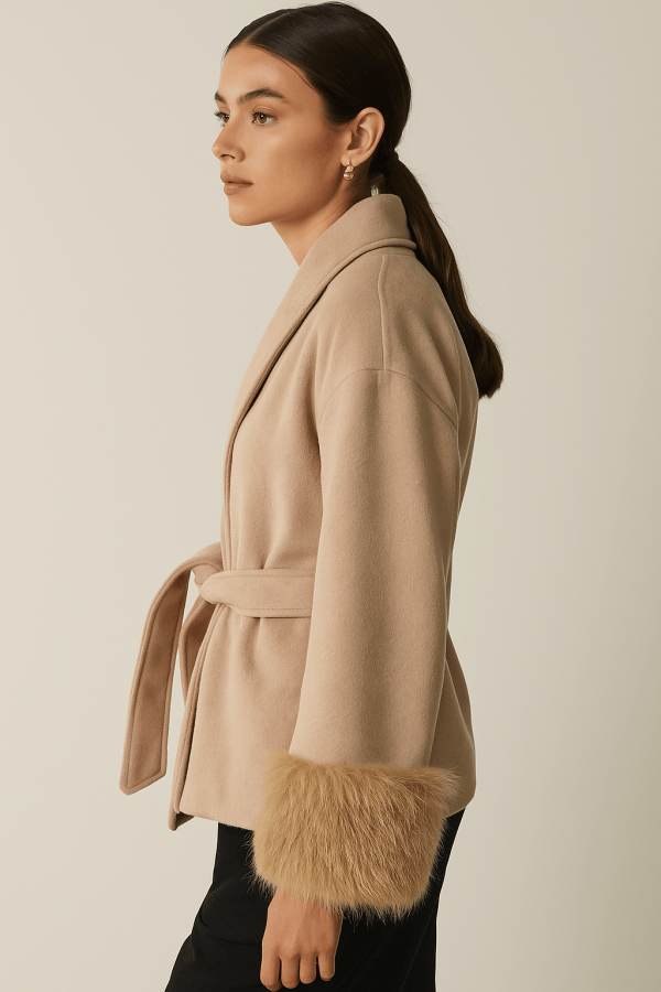 Élise™ Woolen Lapel Belt Jacket - Image 2