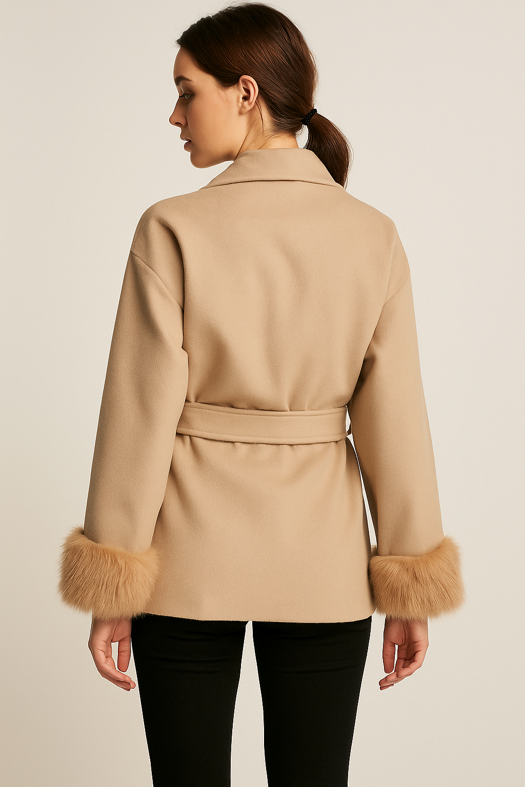 Élise™ Woolen Lapel Belt Jacket - Image 3