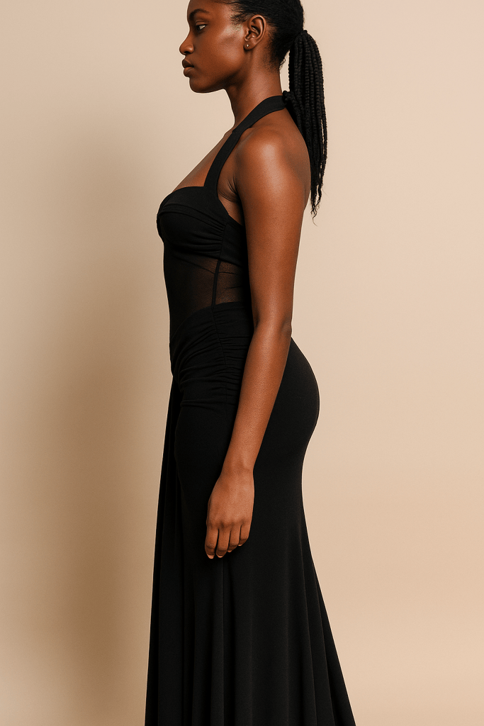 Alina™ Sleeveless Ruched Draped Bodycon Maxi Dress