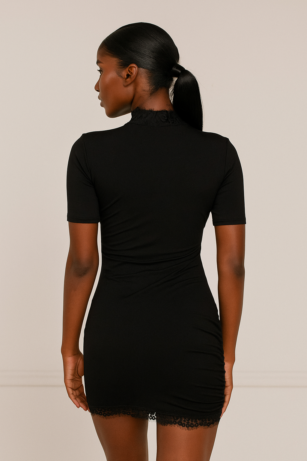 Renata™ Lace Turtleneck Bodycon Mini Dress - Image 3