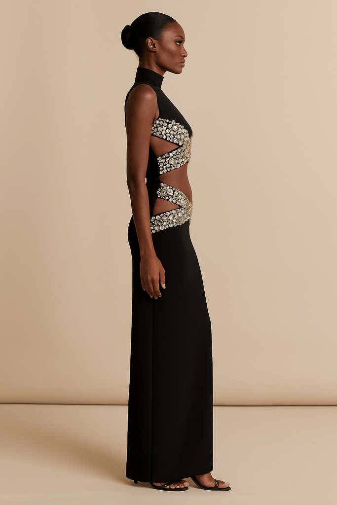 Clarisse™ Crystal Hollow Sleeveless Maxi Dress