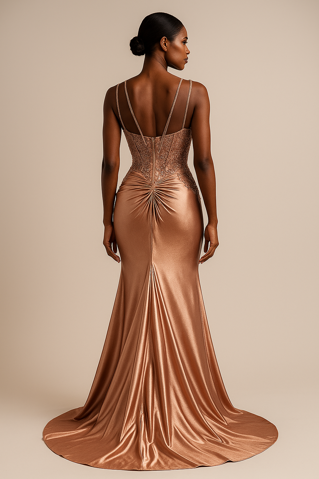 Seraphine™ Crystal V-Neck Satin Side Slit Maxi Dress - Image 2