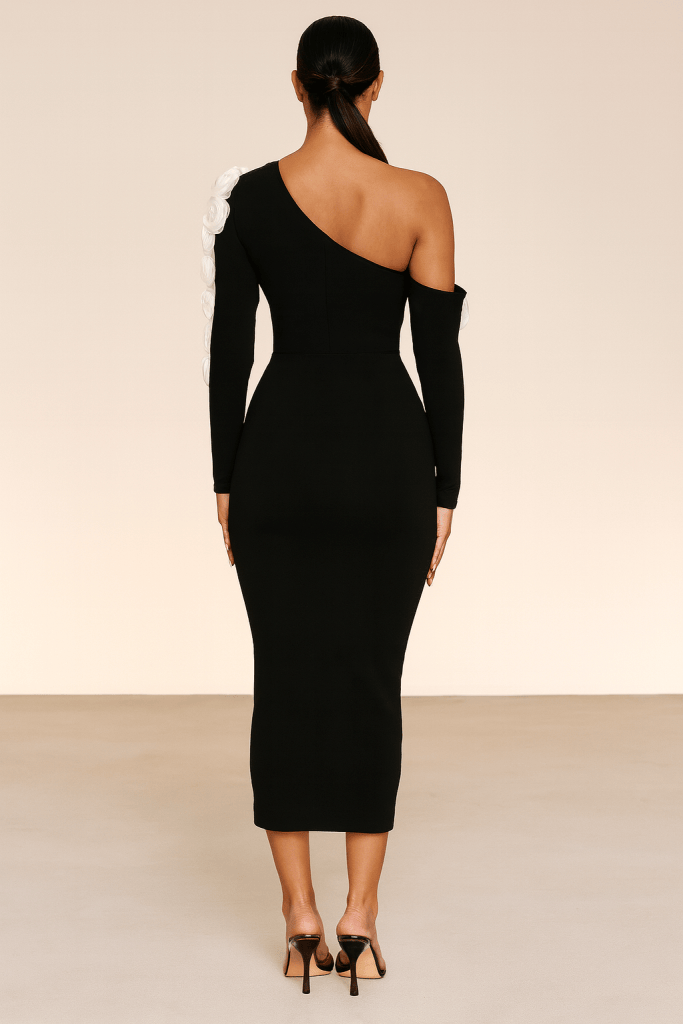 Celestine™ One-Shoulder Floral Sculpt Midi Dress