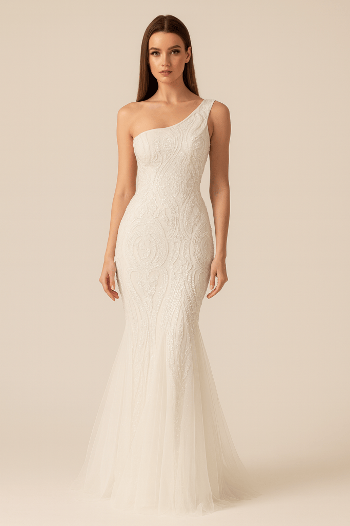 Elysia™ One-Shoulder Embellished Sequin Maxi Dress