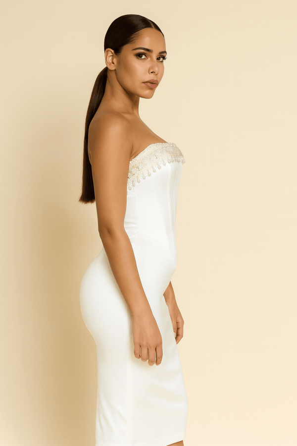 Marcella™ Pearl Pendant Tassel Bodycon Midi Dress - Image 2