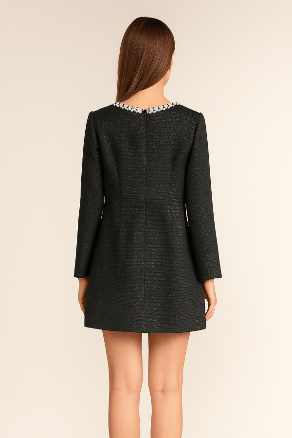 Celeste™ Pearl-Trim Tweed Mini Dress - Image 3