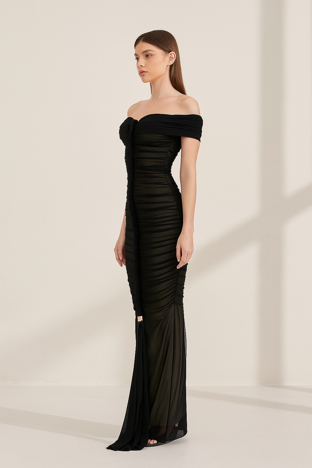 Seraphina™ Off-Shoulder Ruched Mesh Maxi Dress - Image 2