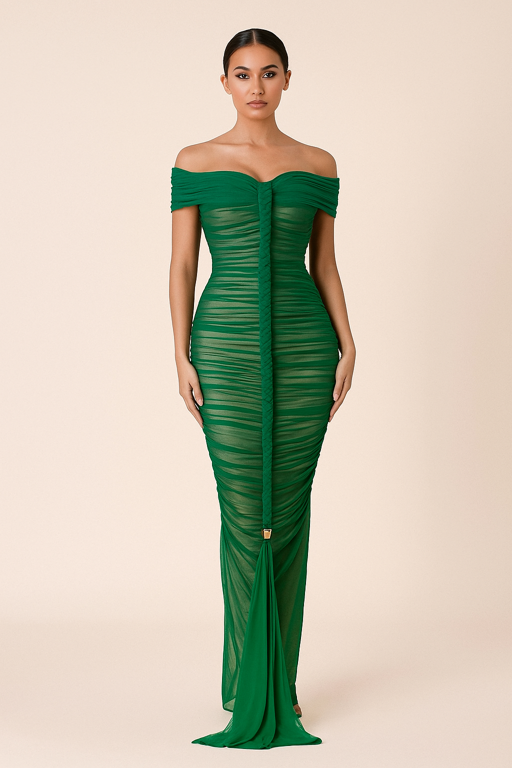 Seraphina™ Off-Shoulder Ruched Mesh Maxi Dress - Image 4