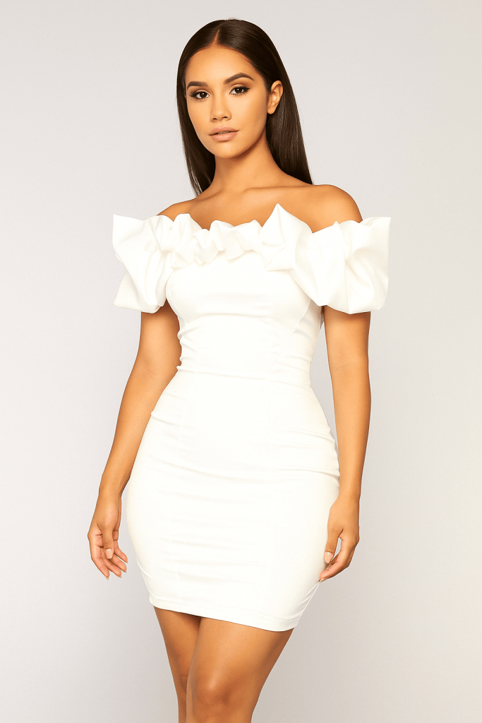 Luna Ruffle™ Off Shoulder Satin Mini Dress