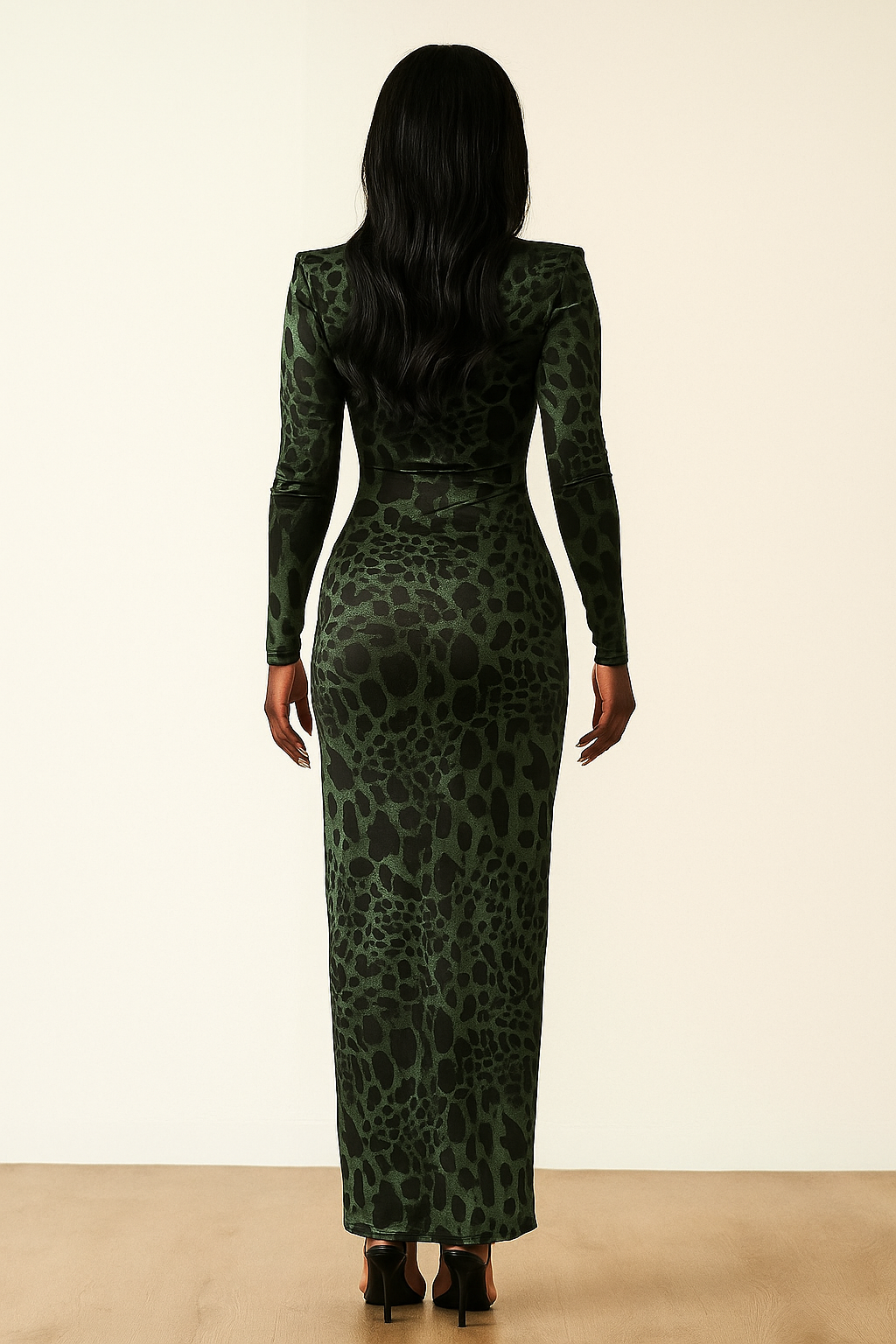 Vyxen™ Deep-Plunge Leopard Mesh Maxi Dress - Image 3