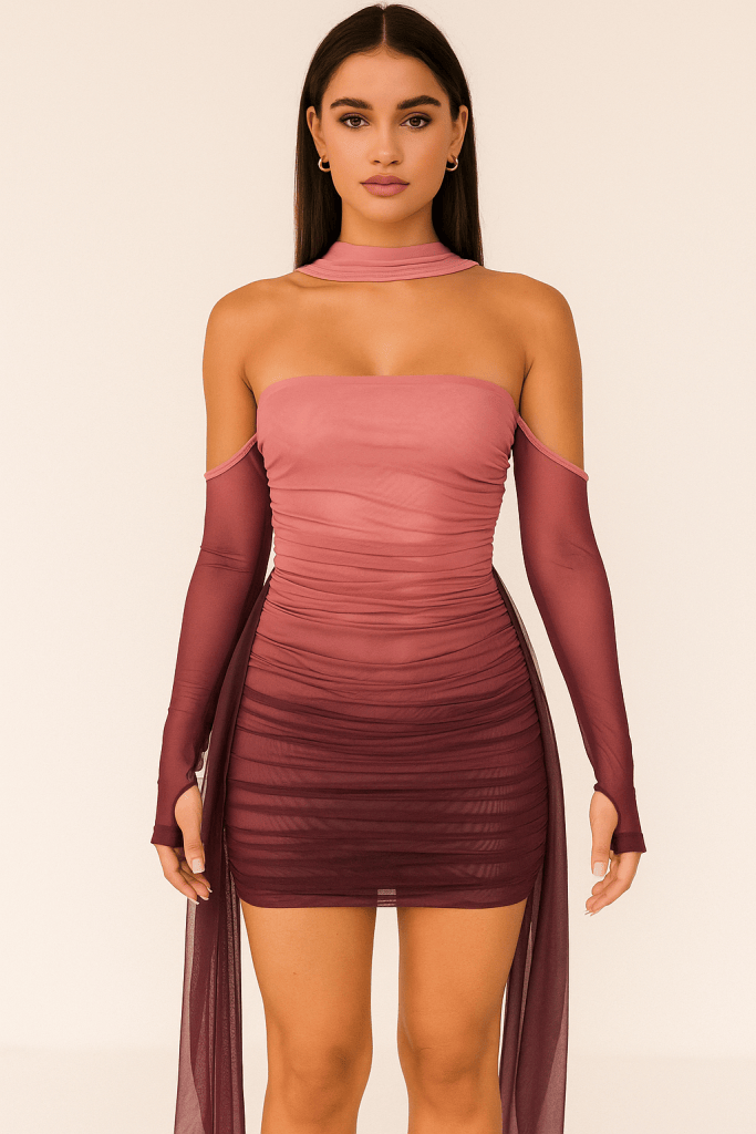 Aurelia™ Sheer Drape Ruched Mini Dress
