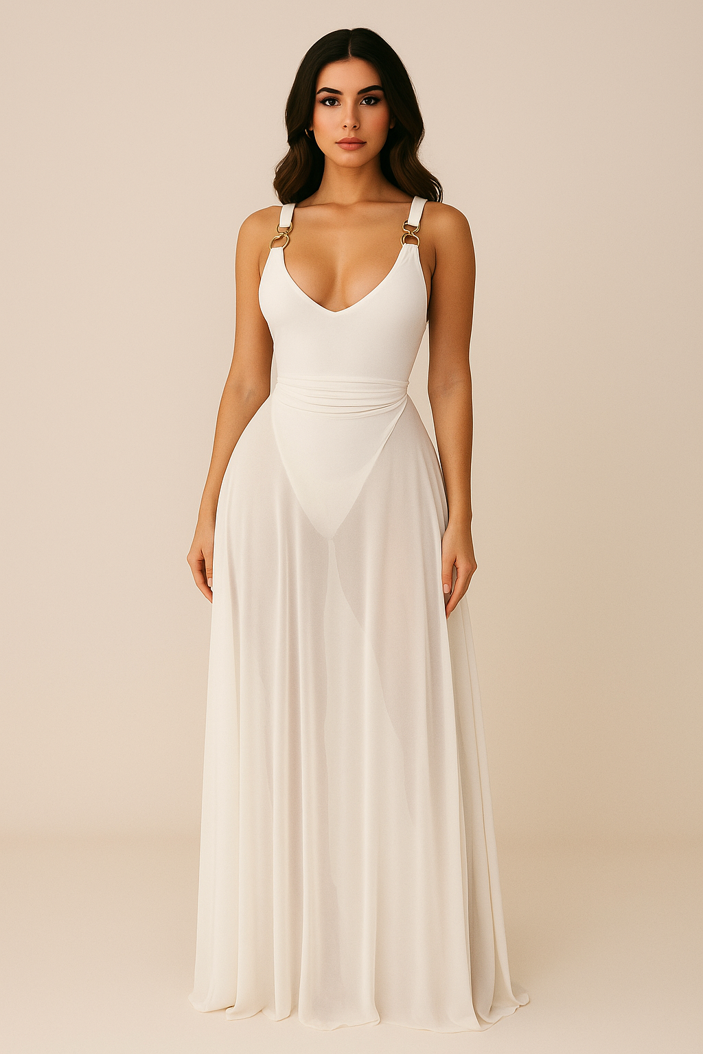 Serafina™ Sheer Cascade Maxi Dress - Image 1