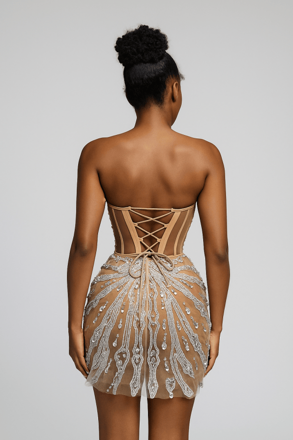 Aurelline™ Hand-Beaded Sculpt Corset Mini Dress - Image 3