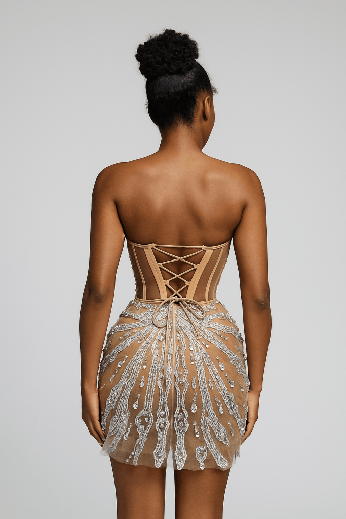 Aurelline™ Hand-Beaded Sculpt Corset Mini Dress