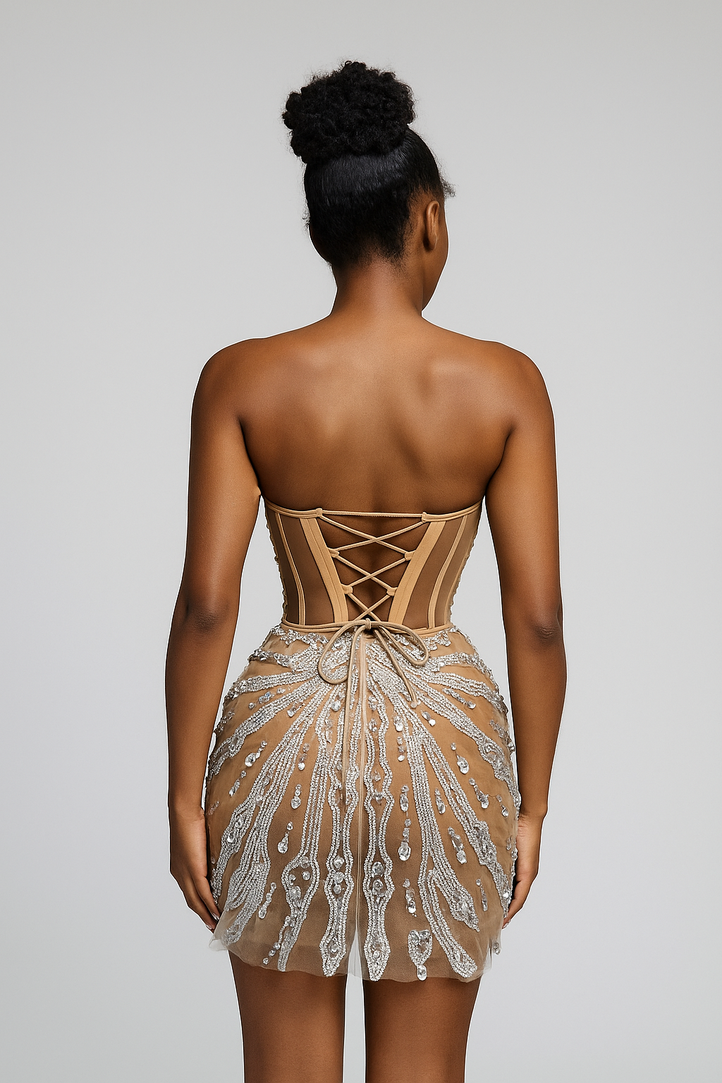Aurelline™ Hand-Beaded Sculpt Corset Mini Dress - Image 3