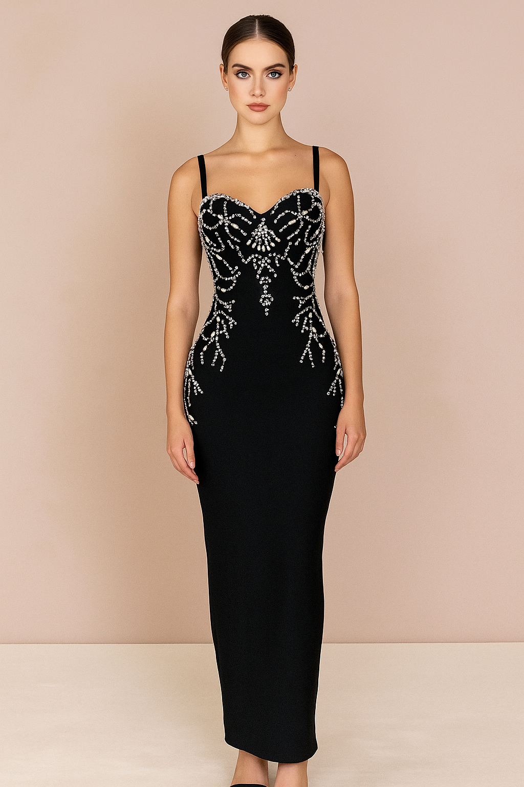 Valencia™ Pearl-Vine Sculpt Maxi Dress - Image 1