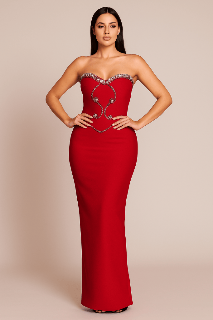 Marceline™ Crystal Serpent Sculpt Maxi Dress